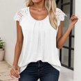thumbnail image 2 of RMGVDSD Womens Tee Shirts Womens Lace Tops Pleated Short Sleeve Shirts Summer Business Casual Dressy Blouses Summer Tops Blouses, 2 of 6