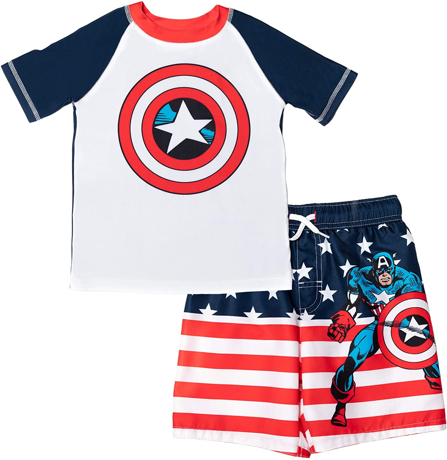 Childrens/Kids Captain America Swimming Costume Surf Suit Boys Swimwear Age 18 Months-5 Years