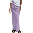 thumbnail image 2 of Homenesgenics Skirt for Women Long Fashion Women Solid Color Skirt Satin Finish Sagging Sensation Fish Tail Longuette Satin Skirt Long Skirts Purple XL, 2 of 4