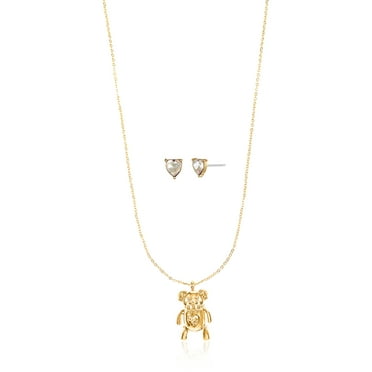 Way to Celebrate Valentine's Day Cute Bear Necklace and Earring Set