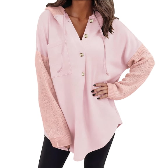 HGIEYS Women Oversized Hooded Sweatshirt Loose Fit Casual Button Hoodies with Pocket 2026