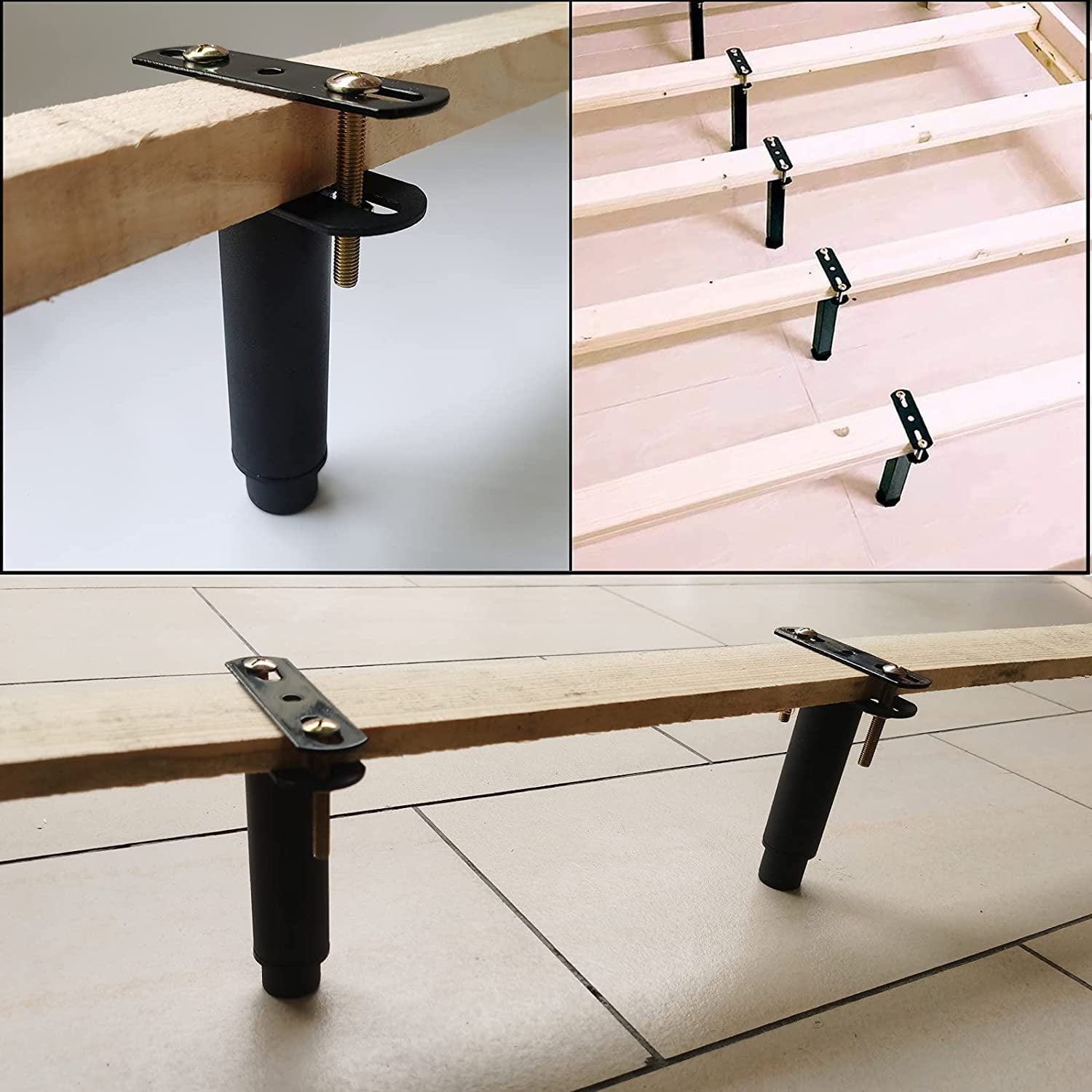 Dookuu Pack Height Adjustable Metal Center Support Legs For Bed Frame Bed Sofa Furniture Legs Heavy Duty Furniture Legs Replacement Platform Bed
