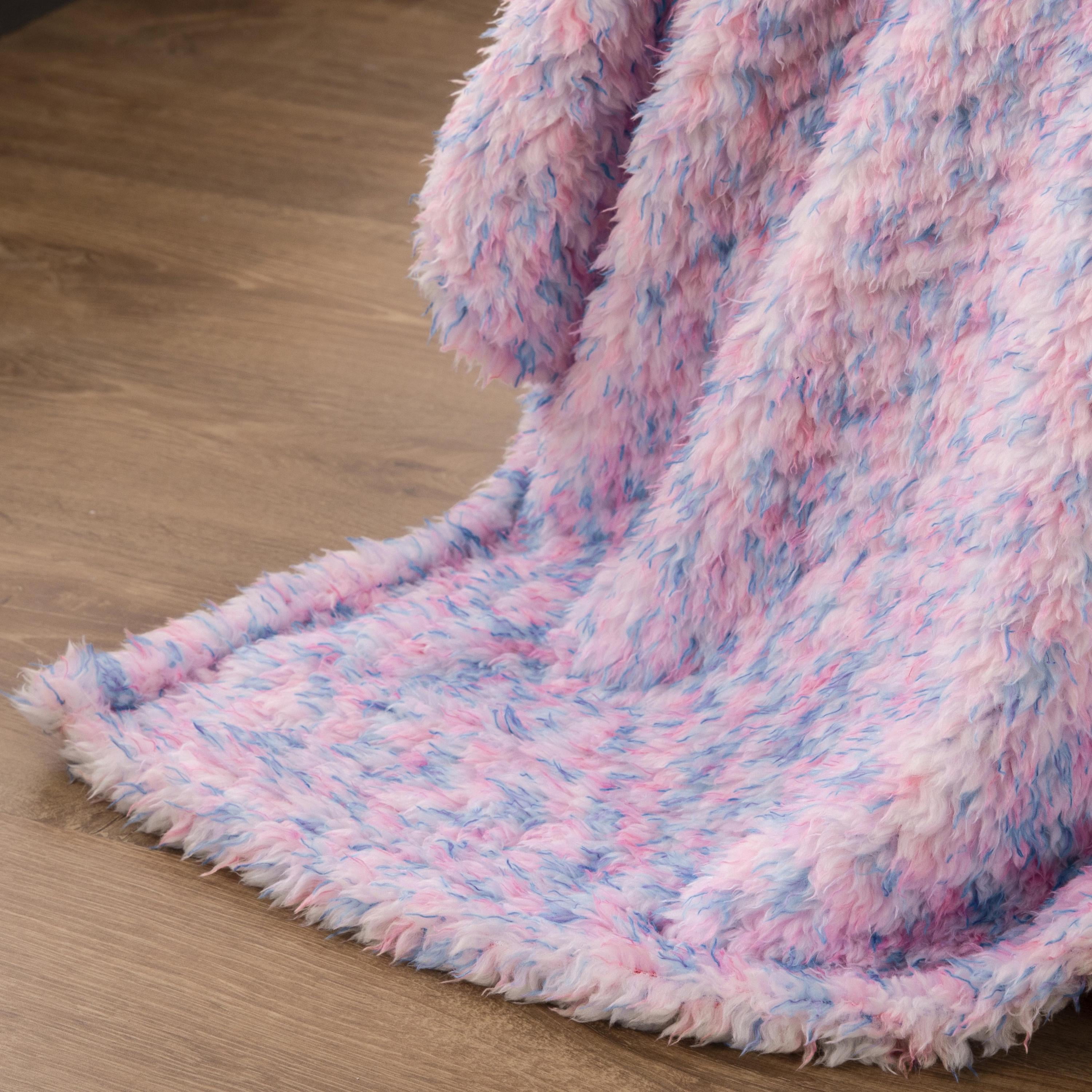 Your Zone Pink Polyester Faux Shearling Faux Sherling Blanket, Twin/Full, 72" X 90",  For Kids