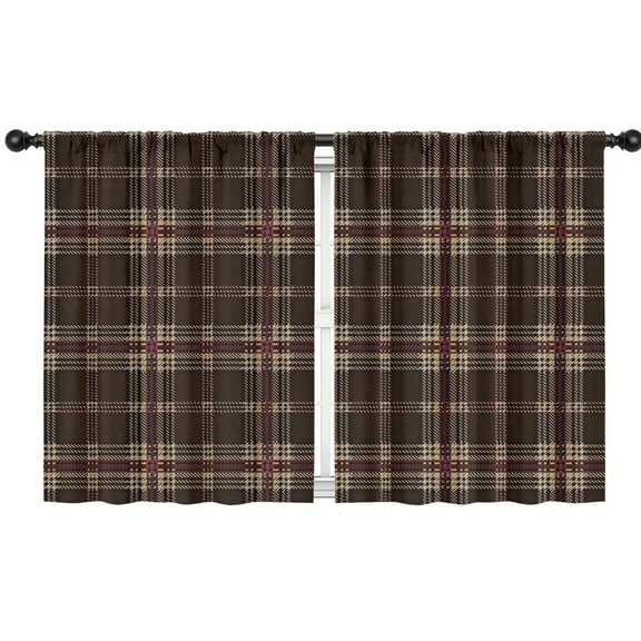 Blackout Kids Curtains,Brown Beige Checkerboard Checkered Pattern Childrens Insulated Curtains Set Of 2,Bedroom Essentials,Toddler Room Decor 42"x54"
