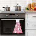 thumbnail image 5 of Haosy 2 Pack Kitchen Wash Cloths with Hanging Loops Absorbent Absorbent Quick Drying Hand Towels, White Dogs on Pink Grass, 5 of 7