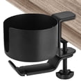 thumbnail image 3 of Desk Cup Holder 2 in 1 Desk Cup Holder with Headphone Hanger 360-Degree Rotation Adjustable Arm Clamp Headset Hook Bottle Holder Table Side Drink Hanger for Desk Table, 3 of 11