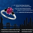 thumbnail image 2 of Gem Stone King 925 Sterling Silver Red Created Ruby and Black Diamond Engagement Ring for Women | 2.54 Cttw | Oval 9X7MM | Gemstone July Birthstone | Size 9, 2 of 6