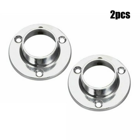 

Stainless Steel Cabinet Clothes Closet Rod Bracket Holder Flange Socket 2 Pcs