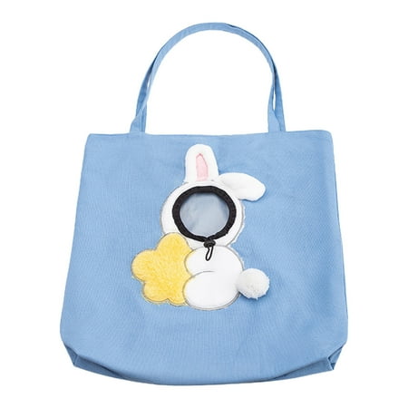 Frogued Pet Carrier Bag Extra Soft Breathable Adorable Large Capacity Adjustable Escape-proof Wearable Cute Bee-Shaped Pet Canvas Shoulder Carrying Bag Pet Supplies (Blue M)