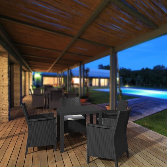 Compamia California 5 Piece 32" Square Patio Dining Set in Dark Gray