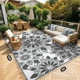 thumbnail image 4 of Findosom Outdoor Rug 9'x12' Reversible Waterproof Outdoor Patio Rug Mat Plastic Straw Rug Outdoor Area Rug Patio Camping Rug for RV Picnic Balcony Backyard Beach Outdoor Decor,Gray, 4 of 9