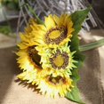 thumbnail image 2 of 1 ramo de arreglos de girasoles artificiales, ramo artificial de girasoles falsos de seda de verano grande, decoración para el hogar y la boda, 2 of 5