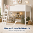 thumbnail image 2 of Miniyam Twin Loft Bed for Kids with Guardrails and Ladder, Solid Wood Space Saving Bed Frame, White, 2 of 7