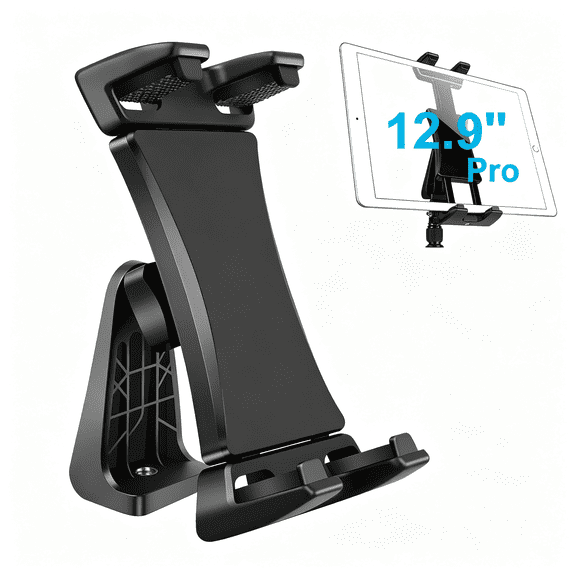 KUMEE Ipad Tripod Mount Adapter 360 Degree Rotatable Universal Tablet Clamp Holder for Ipad Pro 12.9 11 10.5,Ipad Air Mini,Surface Tab, Tab and 3.5 to 13.5In Phone Tablet,For Tripod,Monopod