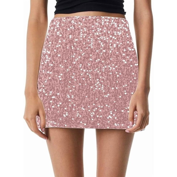 OSFVNOXV Sequin Skirts for Women Fall Juniors Plus Size Black Wool Blend Glitter Sparkly Pencil Mini Skirts for Cocktail Party