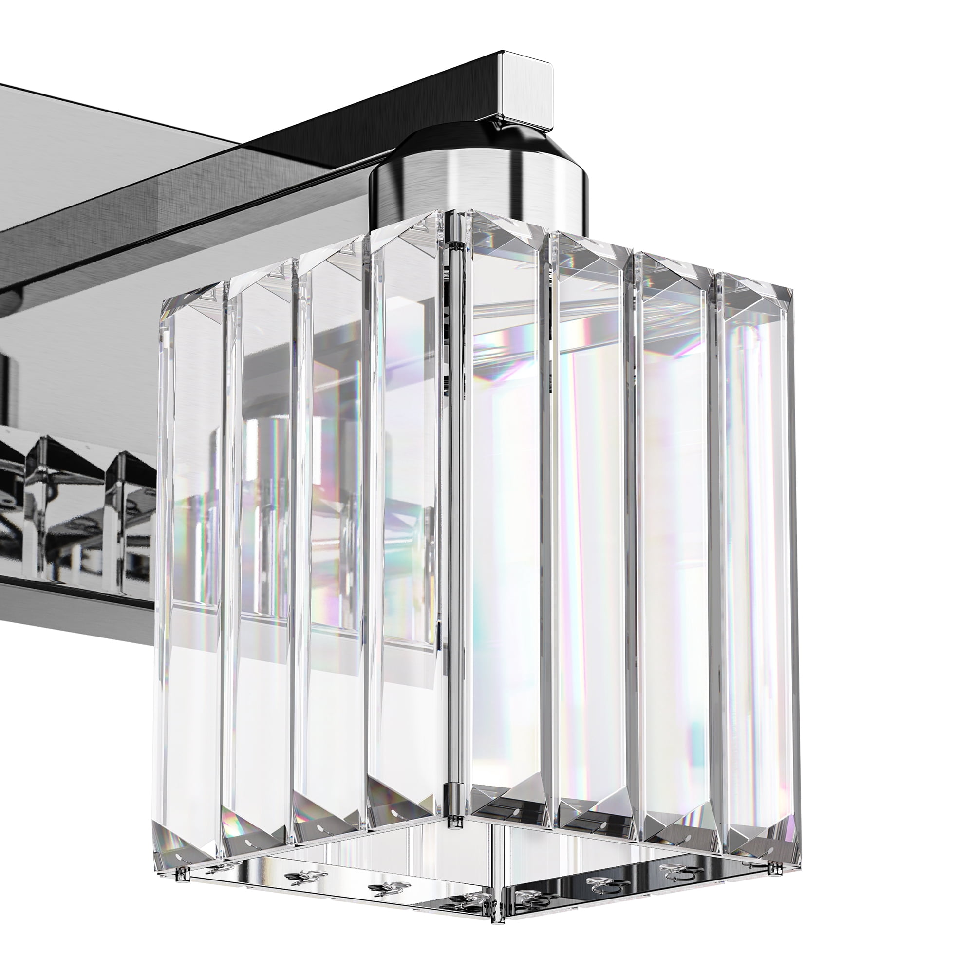 YANSUN 32.3-inch 4-Light Vanity Mirror Light with 3CCT, 20W Integrated LED, Crystal Glass Shade for Bathroom, Makeup Vanity