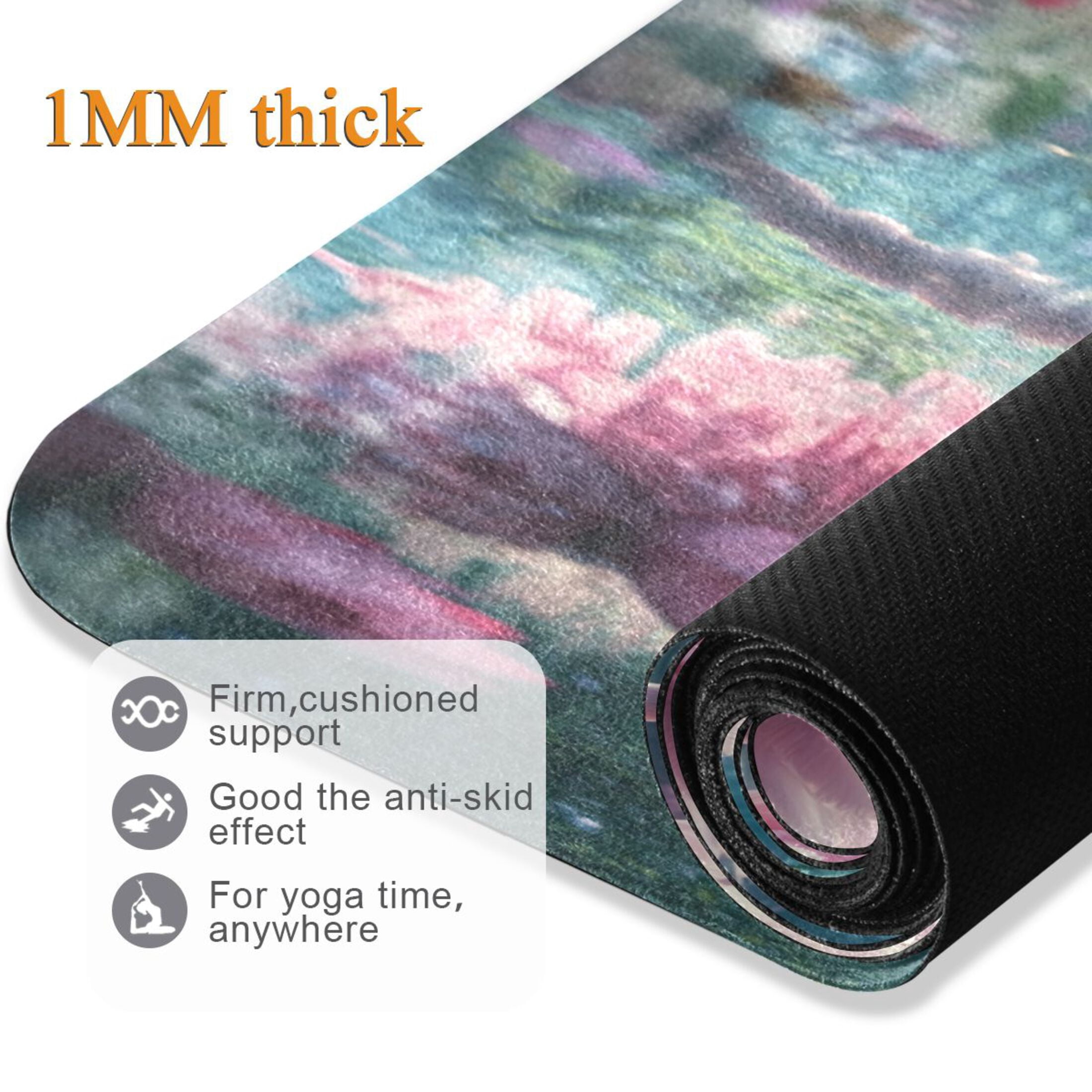 BZSMCE Yoga Mat Women Swan Swimming Among Lotus Flowers Fitness Mat
