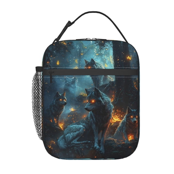 Wolf Lunch Box Reusable Portable Lunch Bag Tote Bag for Work Picnic Hiking