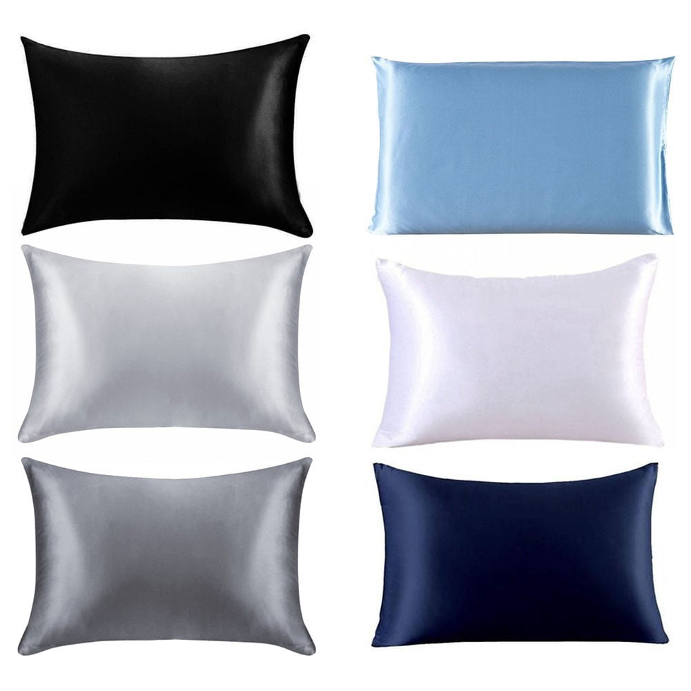 Fancy 2 pcs Artificial Silk Pillowcase Queen Size 20x29 inch, Zippered Closure, Double-Sided Luxury Satin Pillowcover for Hair and Skin