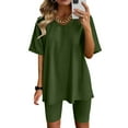 thumbnail image 2 of Admvng Two Piece Sets For Women Outfits Summer Short Sleeve Round Neck Shorts Sets S-2XL, 2 of 6