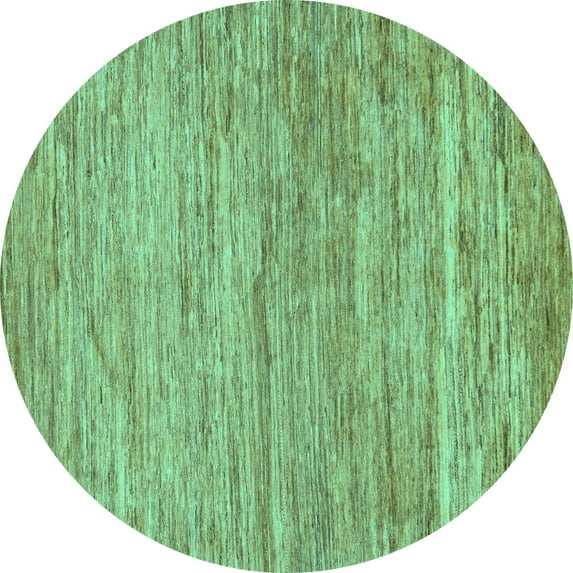 Ahgly Company Indoor Round Abstract Turquoise Blue Modern Area Rugs, 3' Round