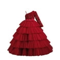 thumbnail image 5 of Xijirk Girls Dresses,Girls Sequin Dress for Birthday Party Piano Recital Evening Gown One Shoulder Elegant Tutu,Dresses for Girls,Red,3-4 Years, 5 of 5