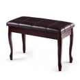 thumbnail image 1 of Costway Solid Wood PU Leather Piano Bench Padded Double Duet Keyboard Seat Storage Brown, 1 of 10
