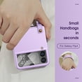 thumbnail image 4 of Dteck Handbag Case for Samsung Galaxy Z Flip 4, Z Flip4 Case with Wrist Hand Strap, Galaxy Z Flip 4 Case with Built-in Camera Screen Protector, Ultra Slim Protective Hard Case, Purple, 4 of 7