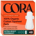 thumbnail image 1 of Almohadillas sanitarias Cora, 100% algodón orgánico, ultrapesadas, 48 unidades, 1 of 7