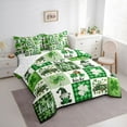 thumbnail image 3 of Manfei Lucky Four Leaves Clover 7 Pieces Bedding Comforter Set,Cute Cartoon Gnome Full Bedding Set,St.Patrick Day Checkered Fitted Sheet Flat Sheet For Girls Kids,Microfiber Bedroom Decor Reversible, 3 of 8
