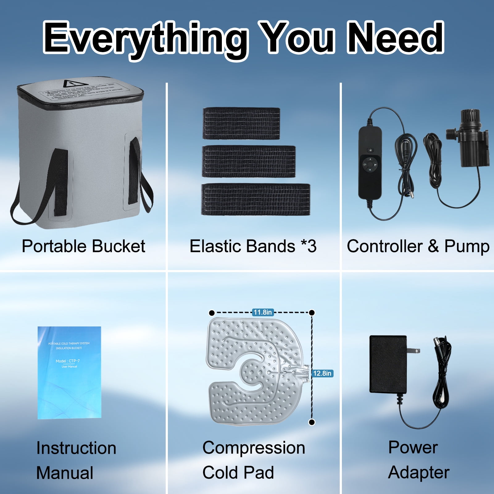 Cold Therapy Machine with Programmable Timer, Portable Ice Machine for Knee After Surgery, Knee Replacement Recovery System for Pain Relief w/Compression Pad for Shoulder, Hip and Ankle