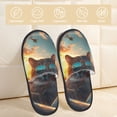 thumbnail image 2 of Sigee Cool Cat Driving Sunset for Cozy Furry Slippers Super Soft Indoor and Outdoor Use, Non-Slip Sole Slip On House Slippers-Medium, 2 of 8