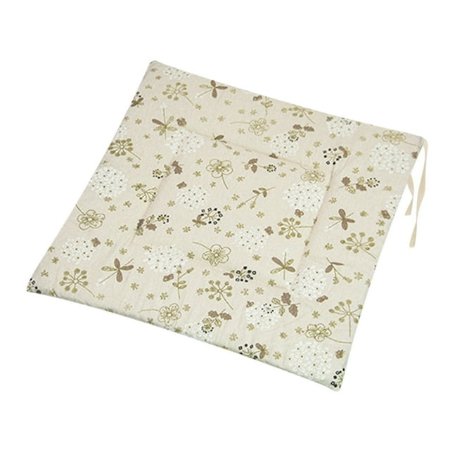 Printed Polyester Linen Rectangle Chair Cushion Japanese Style Household Thick Chair Cushion Suitable For Futon Flooring