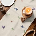 thumbnail image 3 of Blue Purple Floral Table Runner - 60 Inch Long Spring Vintage Hydrangea Flower Truck Cotton and Linen Blended Dress Scarves Farmhouse Table Runner for Kitchen Dining, Coffee Table, 13" x 60", 3 of 8