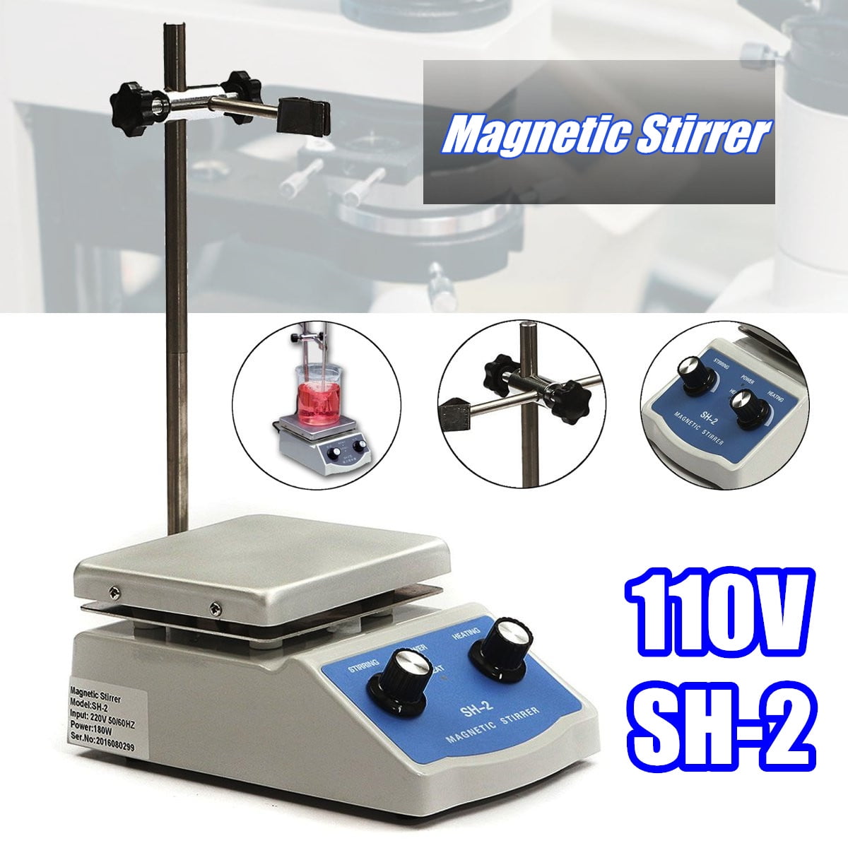 110V 180W SH2 Lab Laboratory Hot Plate Stirrer Dual Control