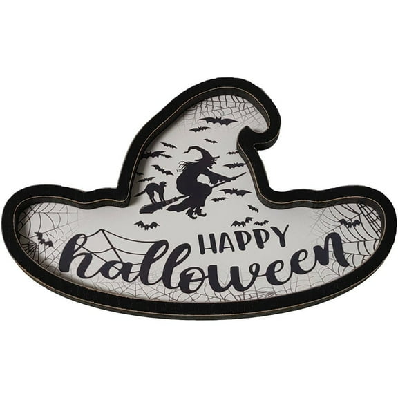 Halloween Serving Tray Wooden Witch Hat Shape Plate Snack Fruit Meat Cheese Board Halloween Theme Cake Plate Stylish Candy Tray Festive Kitchen Accessories
