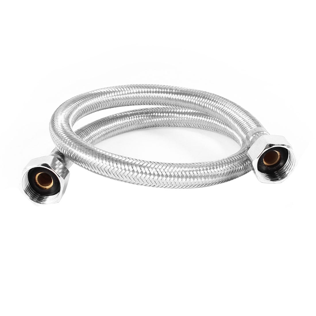 Unique Bargains Silver Tone Bathing Water Heater Flexible Braided Tube