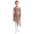 thumbnail image 4 of SiiRoh Kids Girls Sparkly Lyrical Dance Dress High Low Skirted Leotard Modern Contemporary Dancewear Dusty Pink 8, 4 of 6