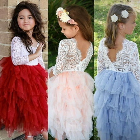 0-5T Toddler Kids Baby Girls Lace Dress Party Prom Bridesmaid Party ...