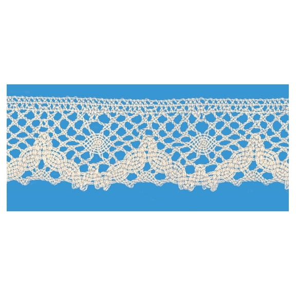 Natural 1-1/2 Inch 100% Cotton Cluny Lace Edge