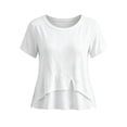 thumbnail image 4 of Women's Summer Round Neck Short Sleeve Casual Top Solid Color Blouse, 4 of 5