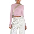 thumbnail image 1 of SUNSIOM T-Shirts Courts Ajustés pour Femmes Col Rond Couleur Unie Blouses avec Trous pour les Pouces, 1 of 6