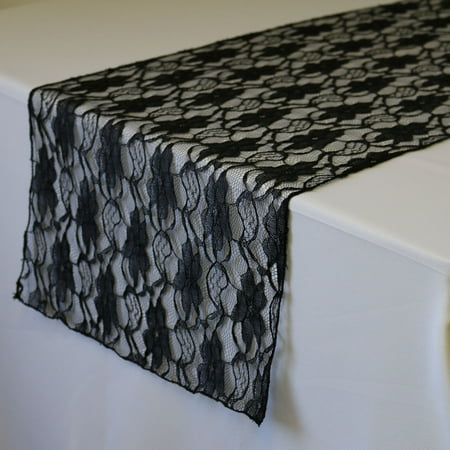 Black Table Runner Your Chair Covers - 14 x 108 inch Lace Table Runner Black for Wedding, Party, Birthday, Patio, etc. ()