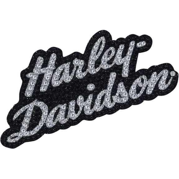Harley-Davidson Bling H-D Script Vinyl Decal - Black/Silver - 6 x 8 in., Harley Davidson