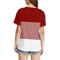 thumbnail image 5 of yillto Womens Striped Blouse Casual Color Block Loose Short Sleeve Round Neck Summer Shirts Outfits, 5 of 7
