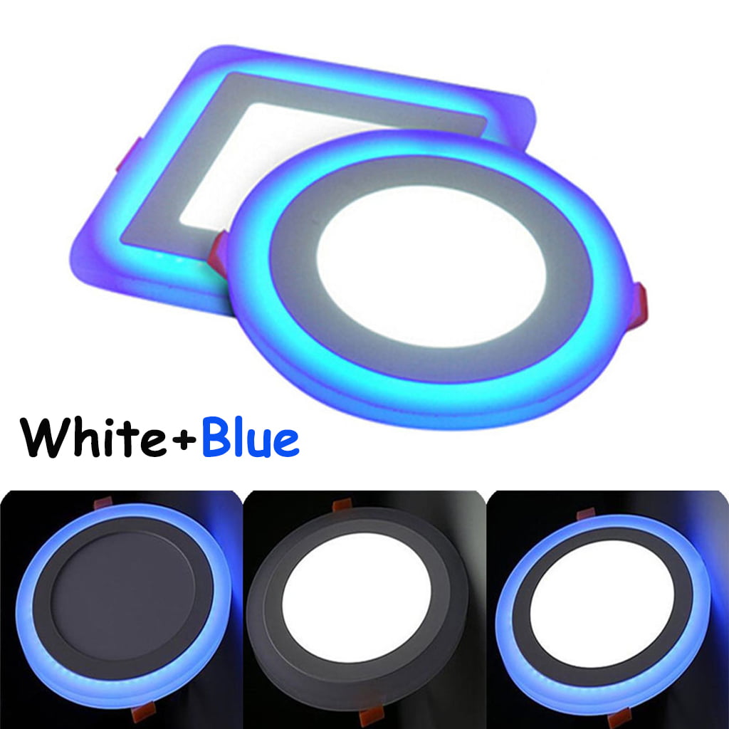 5x Dual Colour LED Panel Recessed Ceiling Down Light Round Blue White 9W 3 Mode 
