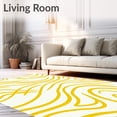 thumbnail image 2 of ODIKA 5'x7' Machine Washable Non-Slip Area Rug, Waves Abstract Swirl Modern Minimalist Brushstroke High Traffic Rug, Yellow, 564579, 2 of 7