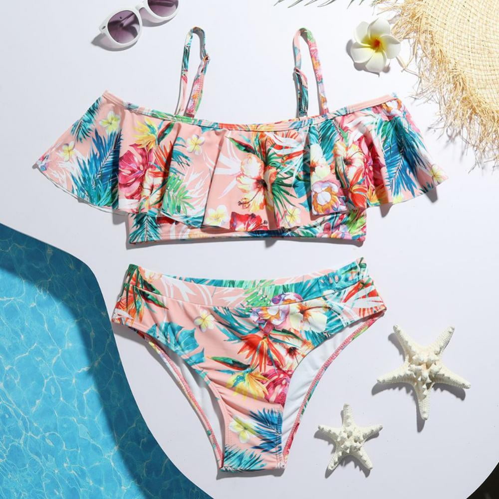 Xinhuaya 7-11T Toddler Girls Ruffled Swimsuits Two-Pieces Bathing Suits ...