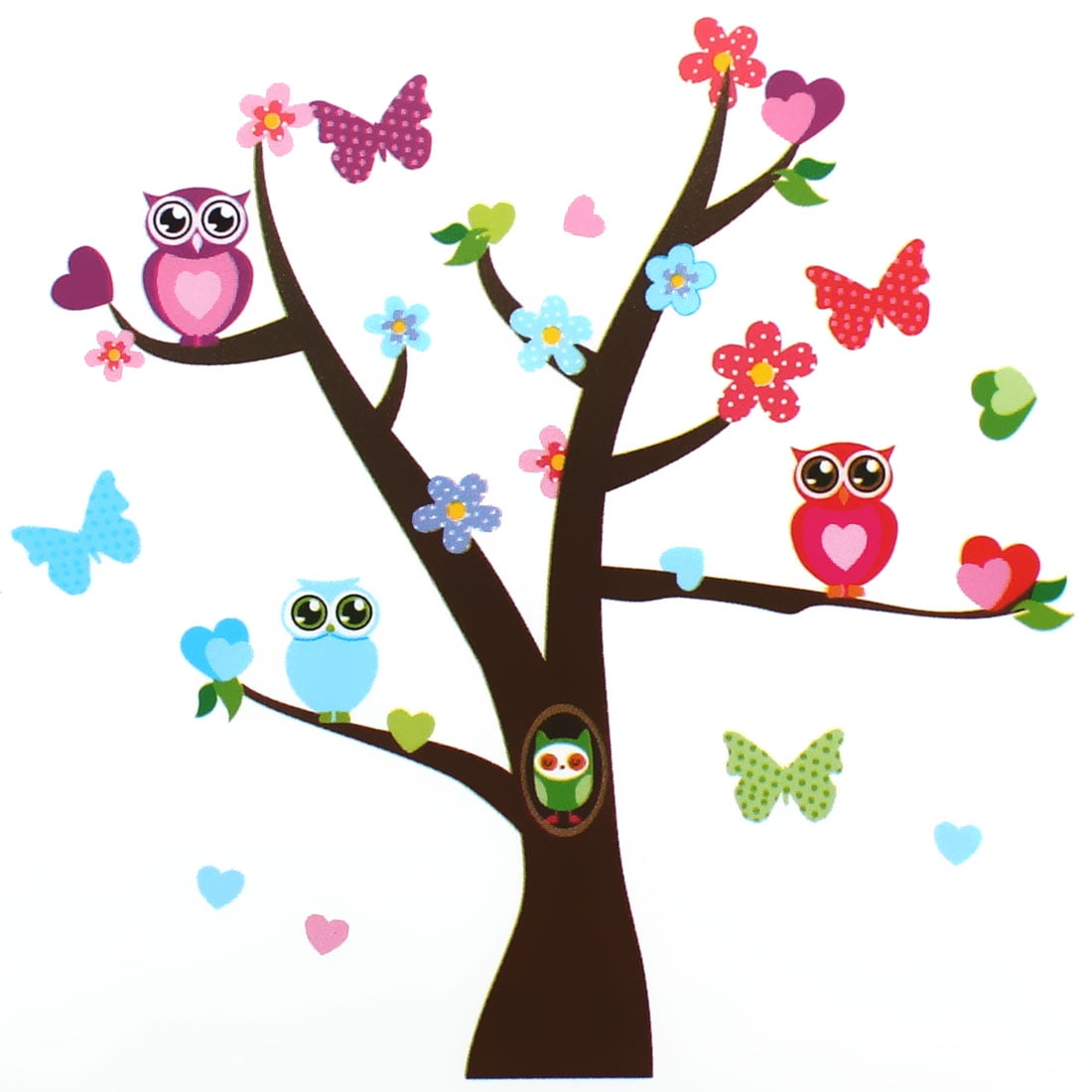 Tree Owl Flower Butterfly Pattern Removable Wall Sticker Decor