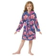 thumbnail image 6 of FORMRS Niños Bathrobe Unisex Hooded Robe Soft Plush Pajamas Sleepwear, Size 4-6T, Vibrant Art Flowers, 6 of 7